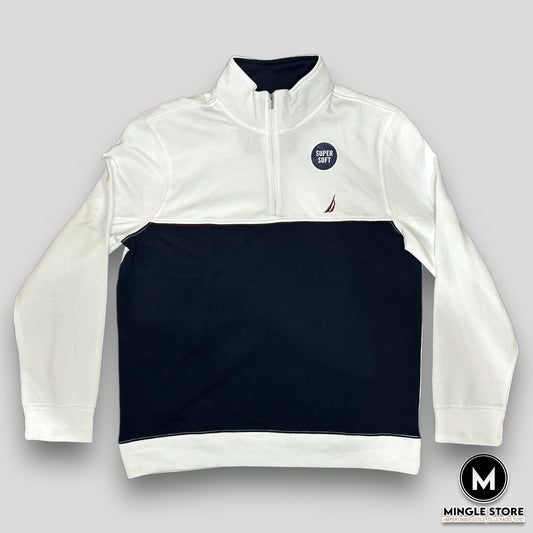 JACKET NAUTICA BLANCA Y AZUL CON ZIPER