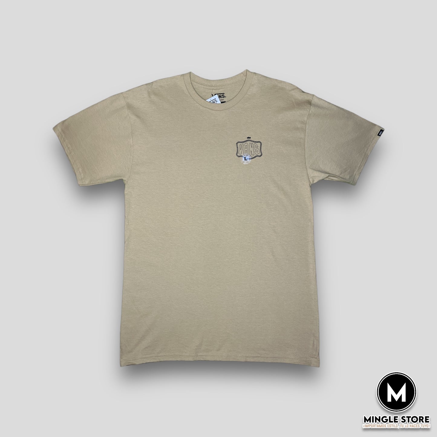 CAMISETA VANS BEIGE CON LOGO NEGRO